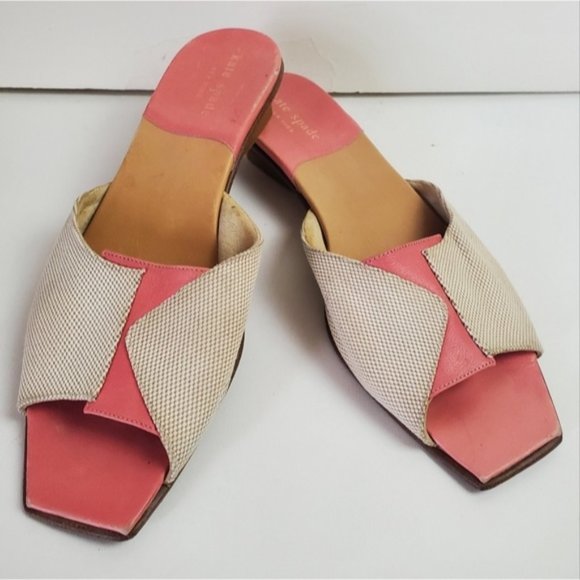 kate spade Shoes - Kate Spade pink cream leather slide sandals